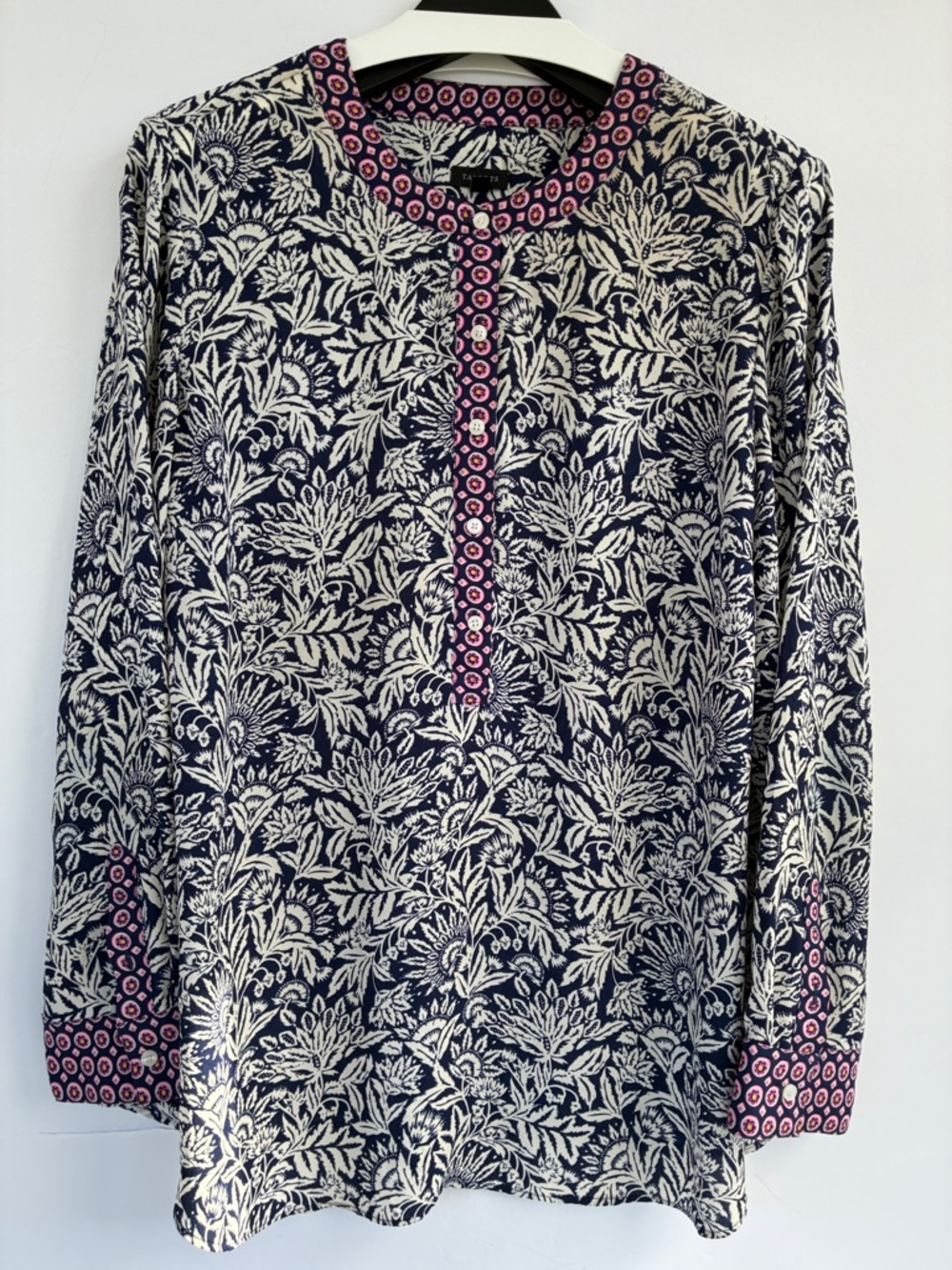 Talbots Band Collar Popover Top Shirt in Tossed Flowers XL